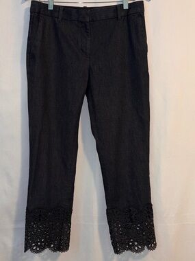 Ann Taylor Navy Blue Cropped Chino Pants w/ Eyelet cuffs~ Size 6 Graduation Work
